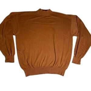 Vintage Allora Mock Knit Sweater Mens XXL Rust Brown Italian Made Fall Layer